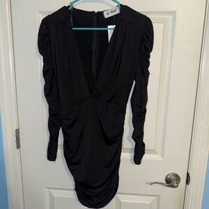 Lu Bella Chic Black Ruched Long Sleeve Dress